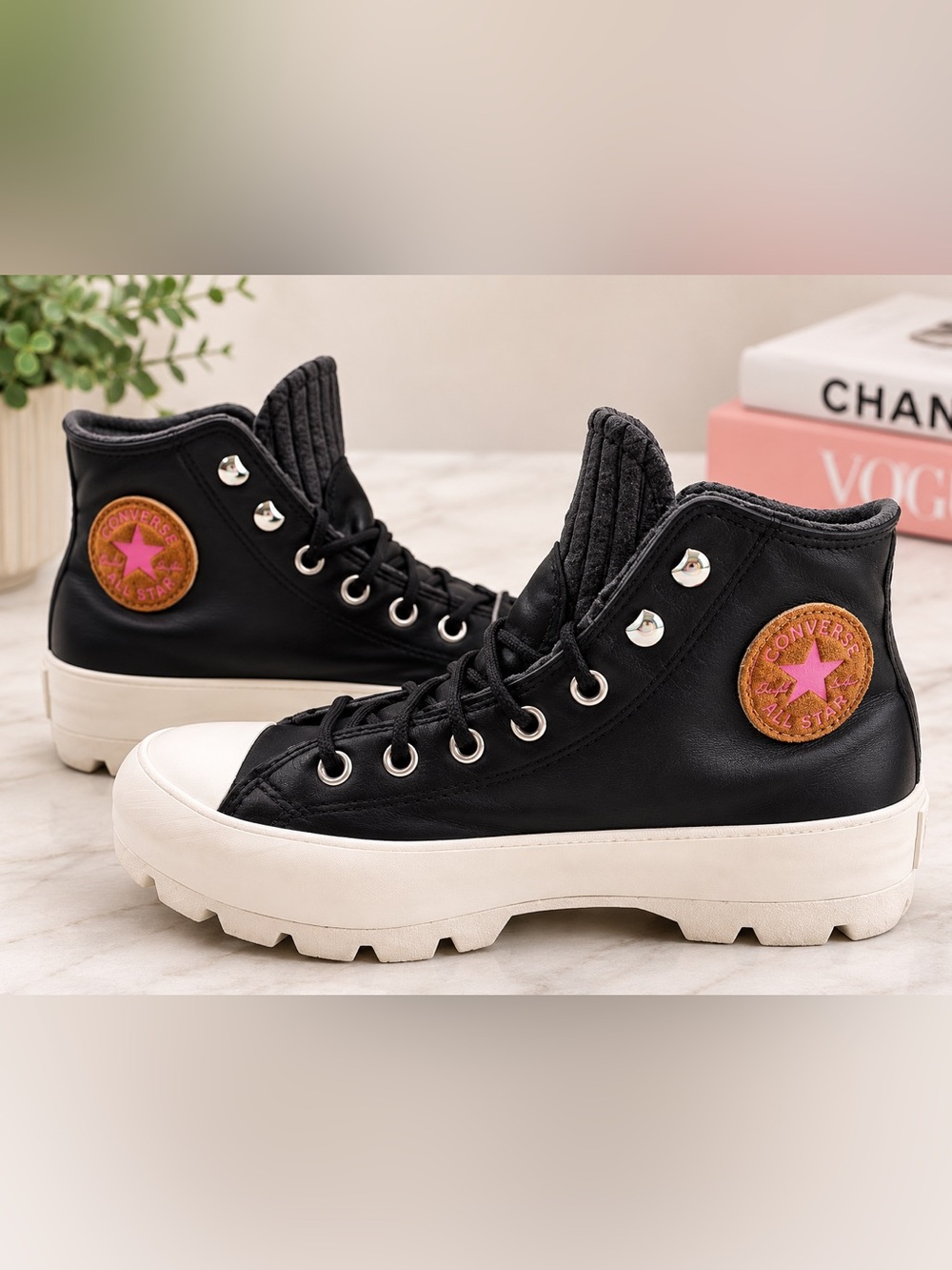 Converse All Star High-Top Leather Platform Sneakers‎